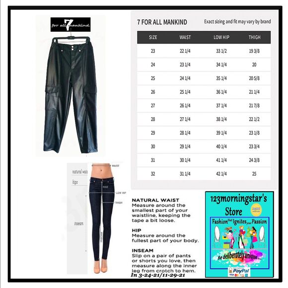 7 FOR ALL MANKIND Rock Star Faux Leather Cargo Cropped Pant M - Picture 11 of 11